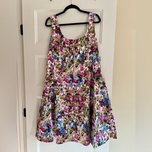 Jones Studio Cotton Floral Dress Sleeveless Size 18W Purple Blue Easter Spring